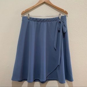 XXL Periwinkle A-Line Skirt with Faux Wrap Style | Gilli